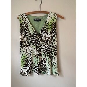 Vintage Y2K Kasper Women's Sleeveless V Neck Leopard IndieSleeze Babydoll Chic
